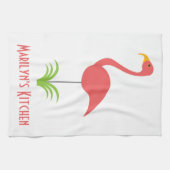 Een Retro Roze Flamingo voor de Keuken Theedoek (Horizontaal)
