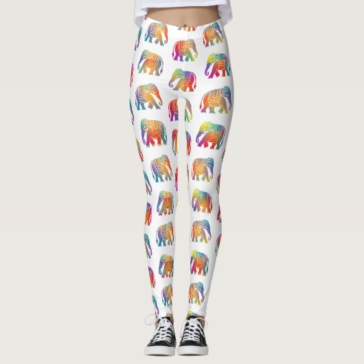 Een retro stijl olifant ontwerp leggings (Voorkant)