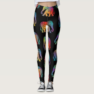 Een retro stijl olifant ontwerp leggings