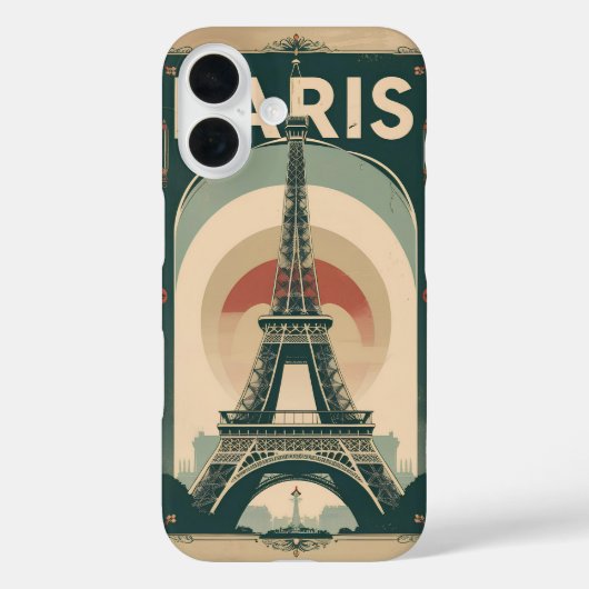 Een retro-stijl reisposter van Parijs Case-Mate iPhone Case (Achterkant)