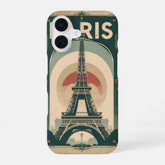 Een retro-stijl reisposter van Parijs iPhone 16 Hoesje