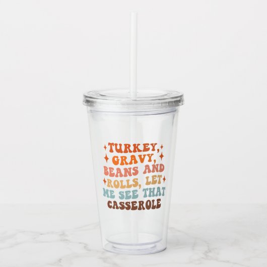 Een Retro Thanksgiving Diner Acryl Drinkbeker (Voorkant)