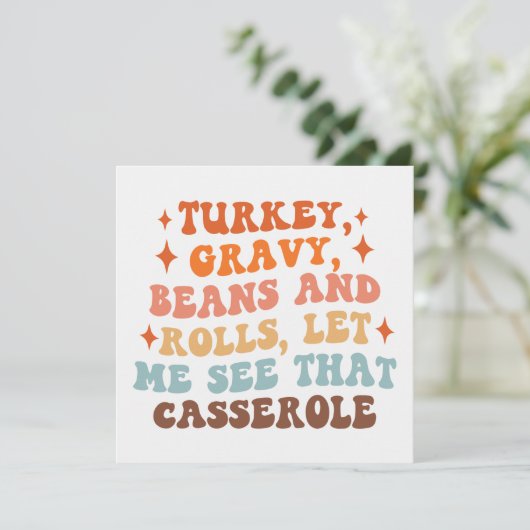 Een Retro Thanksgiving-diner Kaart (Staand voorkant)