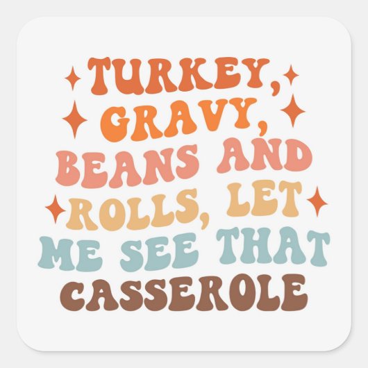 Een Retro Thanksgiving Diner Vierkante Sticker (Voorkant)