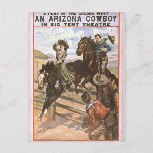 Een Retro Theater van de Cowboy van Arizona Briefkaart (Voorkant)