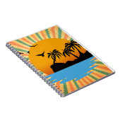 Een retro zonsondergang met boom notitieboek (Rechterzijde)