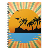 Een retro zonsondergang met boom notitieboek (Voorkant)