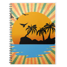 Een retro zonsondergang met boom