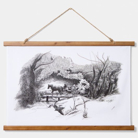 Een ride door het centrale park die de afwerking v hangend wandkleed (Voorkant)