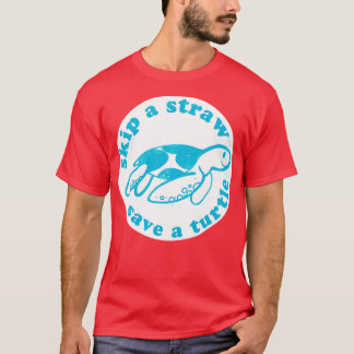 Een rietje overslaan Een schildpad opslaan T-shirt