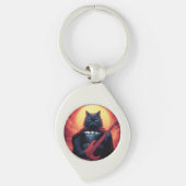 Een Riff dat de Kosmos Schudt | Galactische Kat Lo Sleutelhanger (Voorkant)