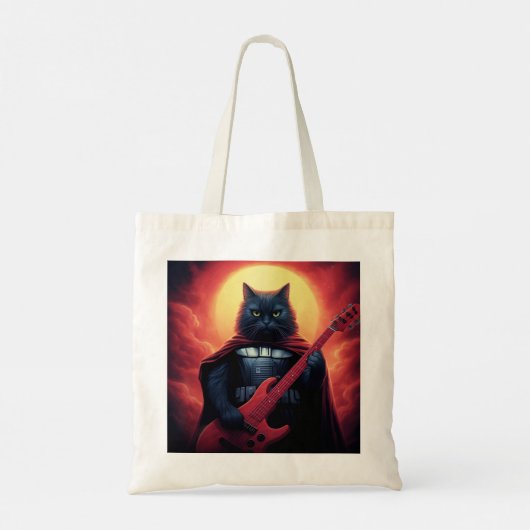 Een Riff dat de Kosmos Schudt | Galactische Kat Lo Tote Bag (Achterkant)