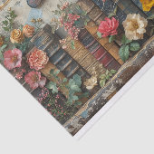 Een rij boeken met bloemen tissuepapier (Detail)