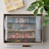 Een rij boeken met geschilderde bloemen tissuepapier (Geschenk)