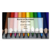 Een rij fel gekleurde potloden. magnetisch visitekaartje (Voorkant)
