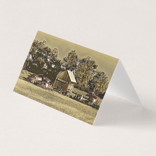 Een rij jalopies in het gras. kaart (Voorkant)