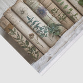 Een rij oude boeken met geschilderde kruiden tissuepapier (Detail)