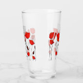 Een rij rode papavers glas (Links)