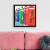 Een rij van de Heldergekleurde Kaders van de Telef Canvas Afdruk (Insitu (Woonkamer))