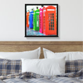 Een rij van de Heldergekleurde Kaders van de Telef Canvas Afdruk (Insitu (Slaapkamer))