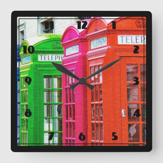Een rij van de Heldergekleurde Kaders van de Telef Vierkante Klok (Voorkant)
