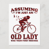 Een rijdende vrouw verondersteld dat ik gewoon een briefkaart (Voorkant)