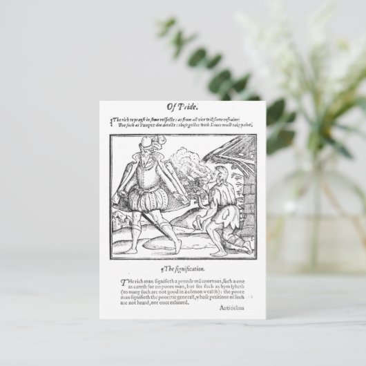 Een rijk Man schept een gekneusd bekertje Briefkaart (Staand voorkant)