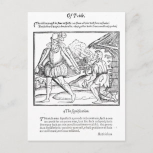 Een rijk Man schept een gekneusd bekertje Briefkaart