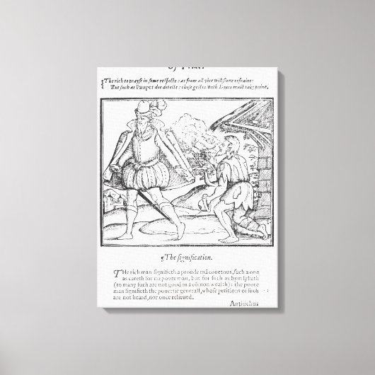 Een rijk Man schept een gekneusd bekertje Canvas Afdruk (Voorkant)