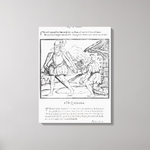 Een rijk Man schept een gekneusd bekertje Canvas Afdruk