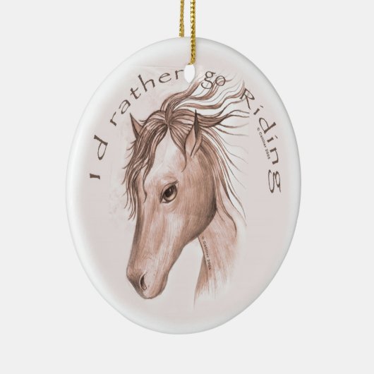 Een ringpaard keramisch ornament (Rechts)