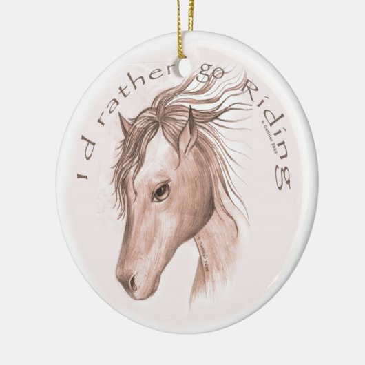 Een ringpaard keramisch ornament (Links)