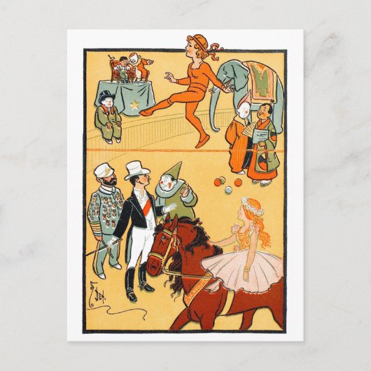 Eén ringrondleiding: de ringmeester en de bemannin briefkaart (Voorkant)