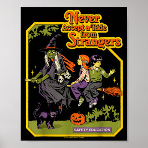 Een rit heksen Halloween sarcastisch retro grappig Poster