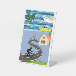 Een ritje om het voetstuk te onthouden reclamebord met voetstuk