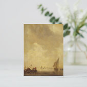 Een rivier de Scene, met vissers die een net lance Briefkaart (Staand voorkant)