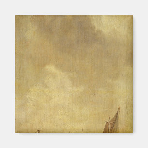 Een rivier de Scene, met vissers die een net lance Magneet