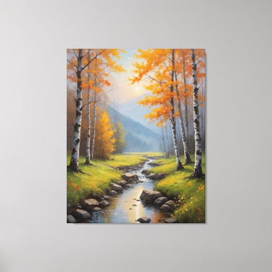 Een rivier die door een bos stroomt canvas afdruk (Voorkant)