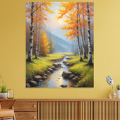 Een rivier die door een bos stroomt canvas afdruk (Insitu (Woonkamer))