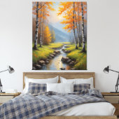 Een rivier die door een bos stroomt canvas afdruk (Insitu (Slaapkamer))