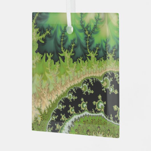 Een rivier in de Groene Bosfractale Landschapskuns Glas Ornament (Voorkant links)