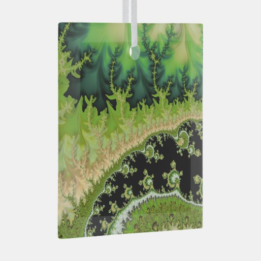 Een rivier in de Groene Bosfractale Landschapskuns Glas Ornament (Voorkant Rechts)