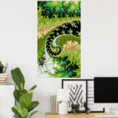 Een rivier in het groene bosfractaal landschap poster (Thuiskantoor)