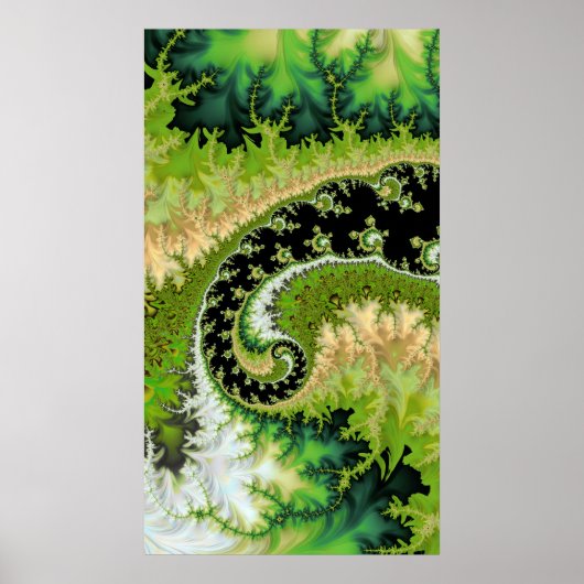 Een rivier in het groene bosfractaal landschap poster (Voorkant)