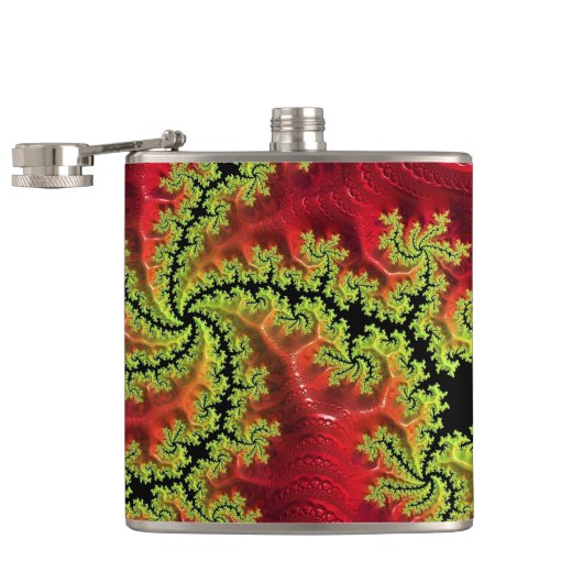 Een rivier loopt door de heupkolf heupfles (Geopend)