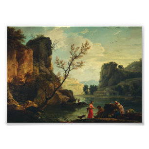 Een rivier met vissers door Joseph Vernet Foto Afdruk