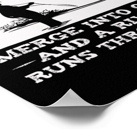 Een rivier stroomt er doorheen om te vissen poster (Hoek)