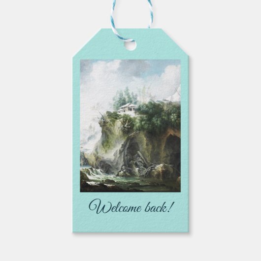 Een rivierlandschap in de winter, Francesco Foschi Cadeaulabel (Voorkant)