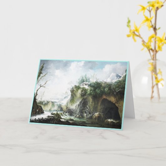 Een rivierlandschap in de winter, Francesco Foschi Kaart (Gele Bloem)