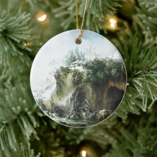 Een rivierlandschap in de winter, Francesco Foschi Keramisch Ornament (Boom)